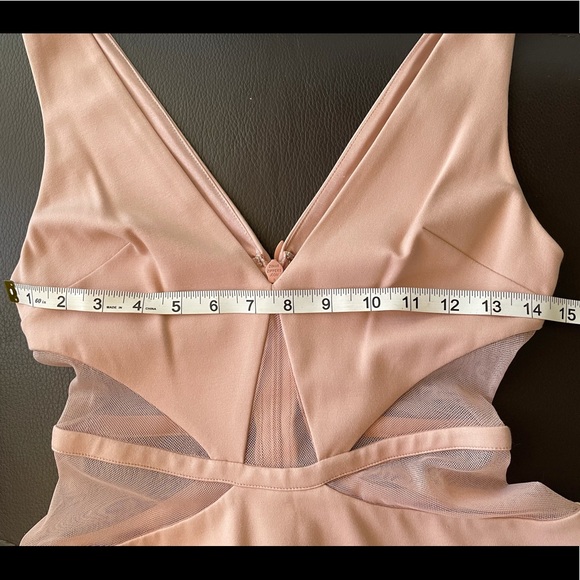 BEBE Mesh Inset Deep V Neck Dress - Picture 7 of 8